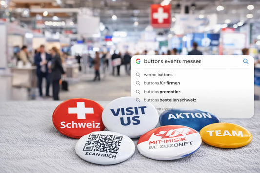 Giveaway für Messe Schweiz: Warum Buttons die beste Wahl für Ihren Stand sind