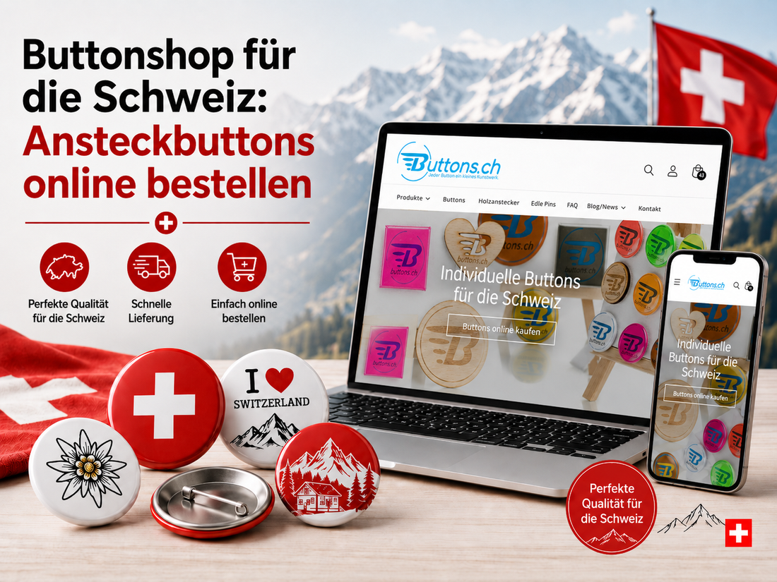 Buttonshop für die Schweiz: Ansteckbuttons online bestellen