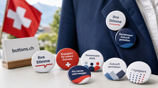 Wahlkampfbuttons Schweiz für politische Kampagnen individuell gestalten